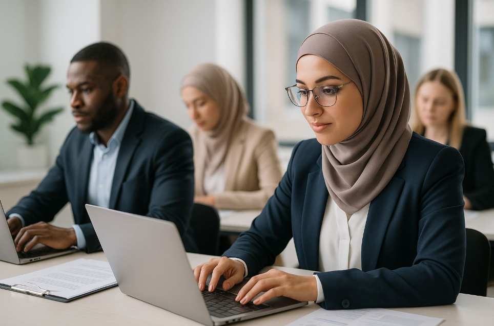 Caregiver helping an elderly patient, representing patient focus.